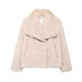 Women's Faux Fur Coat with Large Lapel