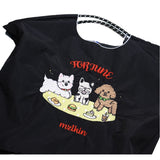 Cartoon embroidered shopping bag doggy pattern, nylon tote bag, fashion commuter large capacity shoulder bag
