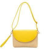Holiday straw bag, small solid color shoulder bag, small crossbody beach bag, seaside beach bag evening clutch woven bag women