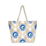 Evil Eye Beach Bag – Portable Travel Handheld Tote, Casual Shoulder Purse, Large Vacation Shopper