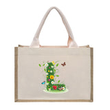Cotton and linen canvas tote bag, printed letter tote bag, portable light handbag, gift shopping bag