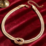 Niche Design Metal Knot Wrapped Snake Chain Bracelet Set Luxury Accessory