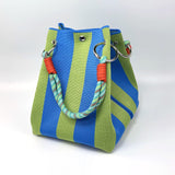 Woven Bucket Bag – Fashion Knit Handbag, Lucky Drawstring Shoulder Purse, Women’s Vacation Tote