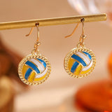Sporty Soccer Football Rugby Pendant Pearl Beaded Necklace Bracelet Earrings Set