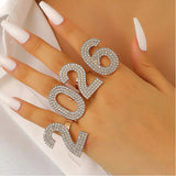 Zircon Inlaid Number Tassel Earrings & Ring Set Luxury Party Jewelry