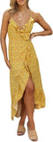 Sexy Floral Print Suspender Skirt Dress - Women's V-Neck Ruffled Reformation
