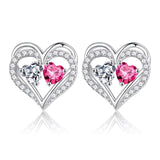 Sterling Silver Birthstone Heart Earrings