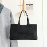 Retro Simple Handbag - Versatile Suede Baguette Bag for Fashionable Shoulder Hobo Style