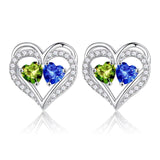 Sterling Silver Birthstone Heart Earrings