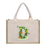 Cotton and linen canvas tote bag, printed letter tote bag, portable light handbag, gift shopping bag