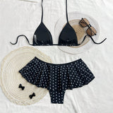 Women's Two-Piece Bikini Leopard Print Patchwork Skirted Triangle Sexy Backless Swimsuit