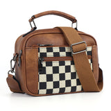 Chessboard double zipper small crossbody bag,Tote small crossbodyPU square bag, Small Crossbody Purse for Women Triple Zip,