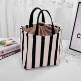Drawstring Striped Knit Tote – Custom Fashion Large Travel Bag, Premium Camping Shoulder Purse