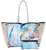Camo Leopard Black Print Beach Tote – Women’s Neoprene Travel Bag, Diving Fabric Casual Handbag