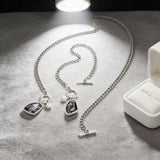 Luxury Irregular Acrylic Black Diamond Pendant Necklace & Bracelet Set Women Autumn Winter