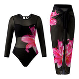 Women's Long Sleeve One Piece Swimsuit Sun Protection Quick Dry Bathing Suit