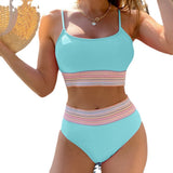 Women's Two-Piece Solid Color Strap Bikini Swimsuit