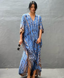 Cotton Ombre Beach Robe ¨C Loose Striped Bikini Cover-Up Dress, Vacation Maxi Kimono