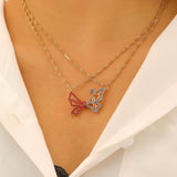 Butterfly Necklace & Bracelet Best Friend BFF Color Zircon Asymmetric Magnetic Jewelry