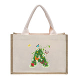 Cotton and linen canvas tote bag, printed letter tote bag, portable light handbag, gift shopping bag