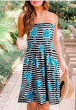 Beach Dress Floral Medium and Long Dress Bohemian Strapless Printed Chest Wrap Skirt