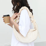Small shoulder women's casual, pleated nylon hobo bag, fashion drawstring canvas crossbody bag