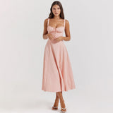 Sleeveless Strapless Bandage Corset Dress - Floral Print Long Midi Dress with Lace Up Back & Thigh Slit