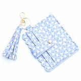 Personalized PU leather printed leopard print women's change bag multi-card ID bag fringed pendant