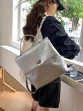 Big backpack female, autumn and winter silver large capacity backpack purse, commuter versatile college backpack