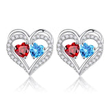 Sterling Silver Birthstone Heart Earrings