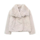 Women's Faux Fur Coat with Large Lapel