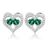 Sterling Silver Birthstone Heart Earrings