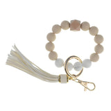 PU Tassel Keychain Bag charm Silicone Beaded Keychain Wristlet Key Ring Bracelet Cute Car Key Chain Holder for Women Girls