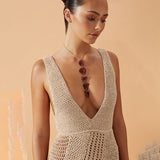Women¡¯s Solid Color Sexy Knitted Beach Cover-Up Dress ¨C Bikini Swimsuit Bodycon Maxi Dress