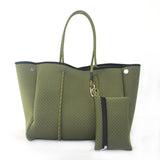 Camo Leopard Black Print Beach Tote – Women’s Neoprene Travel Bag, Diving Fabric Casual Handbag