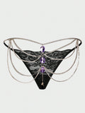 Sexy Spice Girls Nightclub Splicing Metal Gem Sex Thong Panties Women