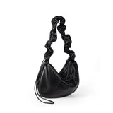 Design drawstring pleated soft leather large capacity shoulder bag, small shoulder bag, small hobo bag