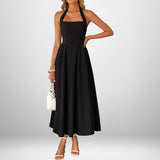 Summer women's fashion temperament wide suspender neck halter dress