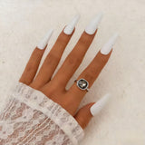 Luxury Acrylic Black Diamond Ring Minimalist Geometric Square Band