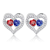 Sterling Silver Birthstone Heart Earrings