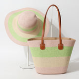 Striped Woven Straw Bag – Summer Large Handheld Tote, Shoulder Commuter Purse