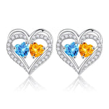 Sterling Silver Birthstone Heart Earrings