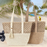 Minimalist Large Straw Shoulder Bag – Paper Rope Woven Tote, Casual Phoenix Eye Beach Purse