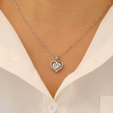 Ocean Heart Valentine's Day Copper Inlaid Zircon Heart Necklace Mother's Day Gift
