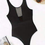 New Sexy One Piece Black Mesh Bikini Solid Color