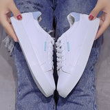 White Women's Sneakers - Flat Bottom Casual Shoes