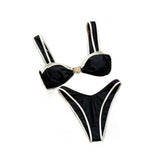 Two Piece Color Block Bikini Swimsuit for Women Sexy String Swimwear