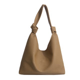 Soft leather hobo tote big bag, autumn and winter fashion simple retro hobo bag, brown large-capacity commuter shoulder bag
