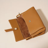 Genuine Leather Women's Bag, Cowhide Small Shoulder Bag, Soft Leather Versatile Simple Solid Color Shoulder Messenger Bag, Small Crossbody Bag for Women with Flaps