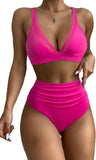 High Waist Bikini Mesh Panel Sexy Backless Ruffled Swimsuit